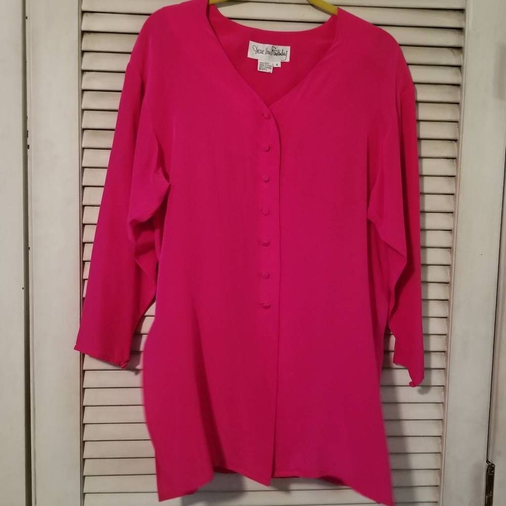 Diane Von Furstenberg Silk Pink Tunic w/ buttons S